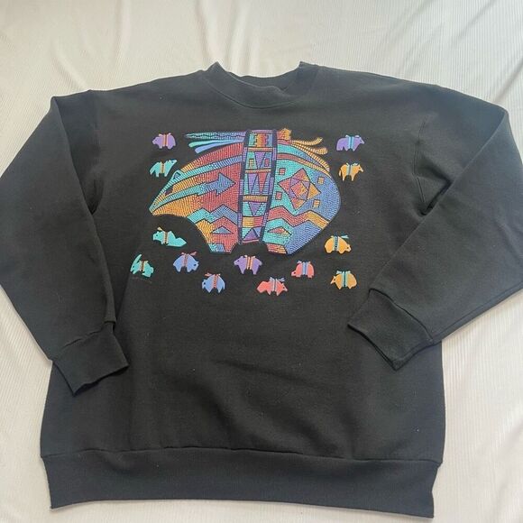 Vtg 90s Native American Art Animals Tewa Tees Crewneck Sweatshirt Size Medium - Picture 1 of 8
